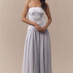 Hutch Strapless Lilac Pleated Maxi Gown